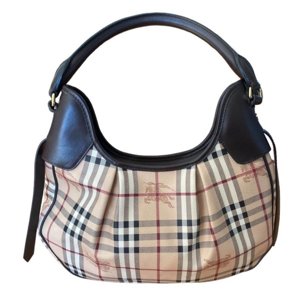 Authentic Burberry Brooklyn hobo handbag haymarket print - Picture 1 of 6